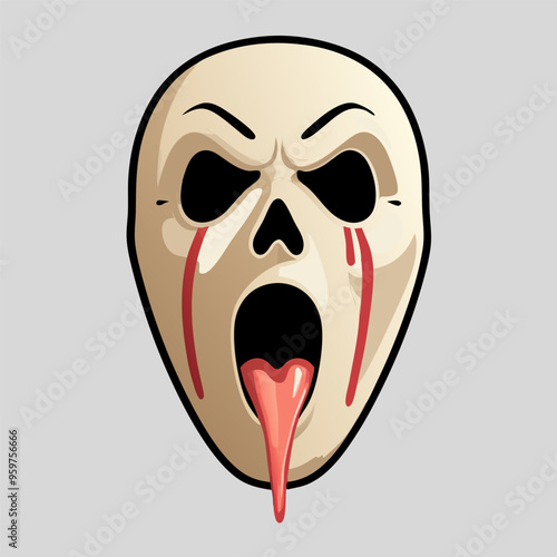 Screaming Skull Mask with Tongue Sticking Out