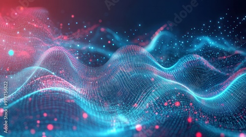 Wallpaper Mural A high-tech background with abstract data waves and digital elements blending into a seamless design Torontodigital.ca