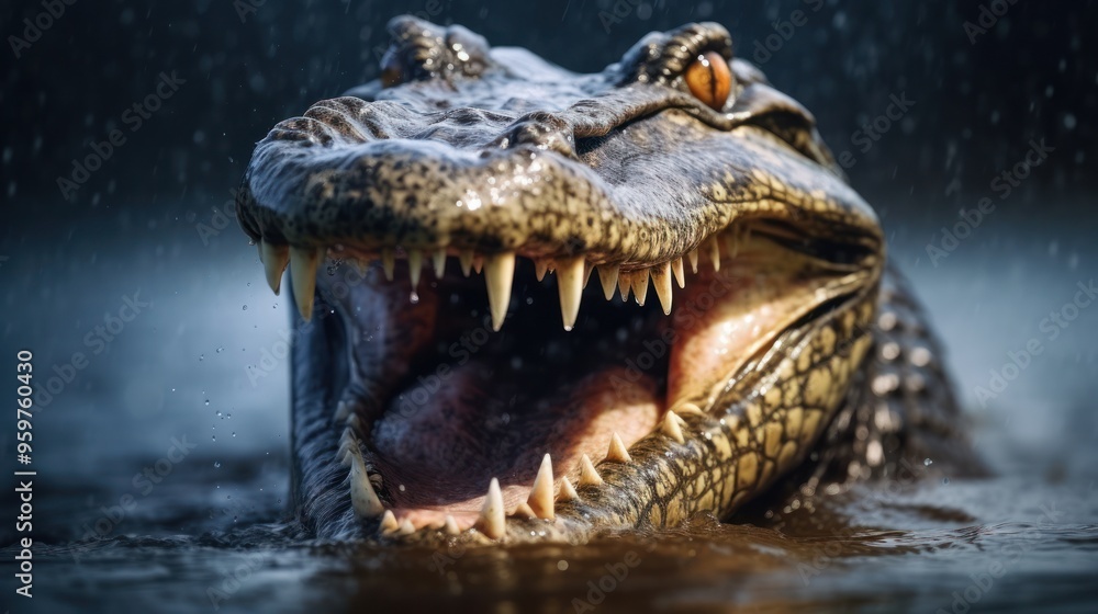 Close-up of a Caiman with Open Mouth Close-up of a Caiman with Open Mouth