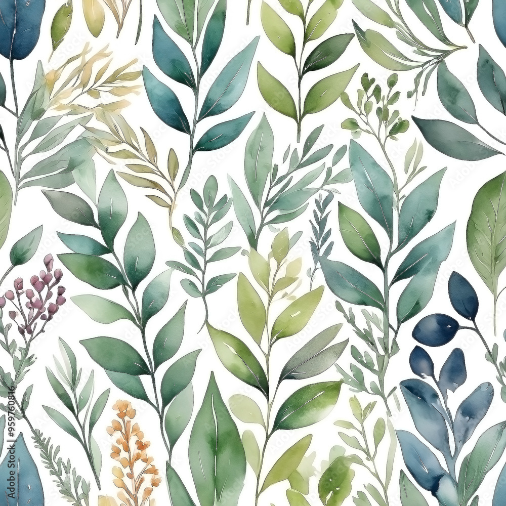 seamless Watercolor Pattern using botanical elements. seamless Watercolor Pattern using botanical elements.