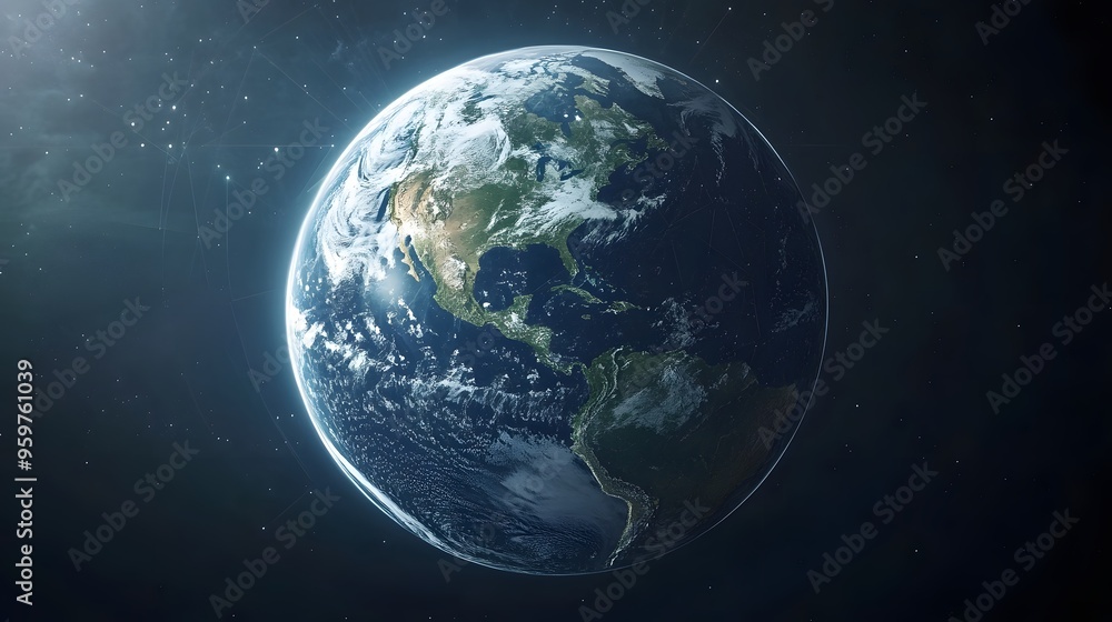 Fototapeta premium Stunning view of earth from space capturing continents and oceans