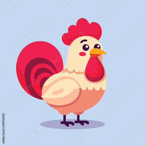 Cute chicken cartoon mascot vector flat design illustration