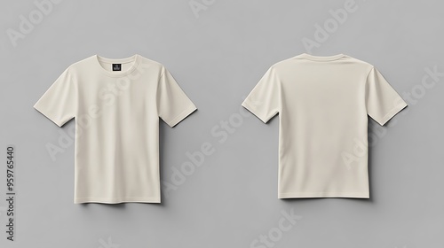 Blank Cream T Shirt Mockup Front and Back View