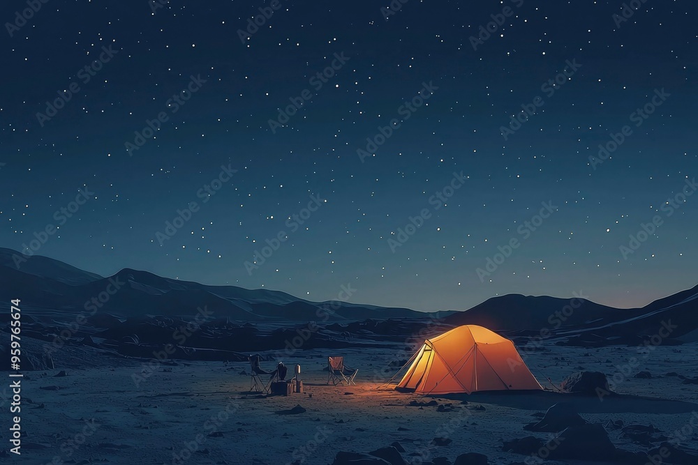 Illuminated Tent Under a Starry Night Sky Illuminated Tent Under a Starry Night Sky
