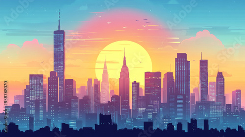 Flat style modern design of urban city landscape vector image