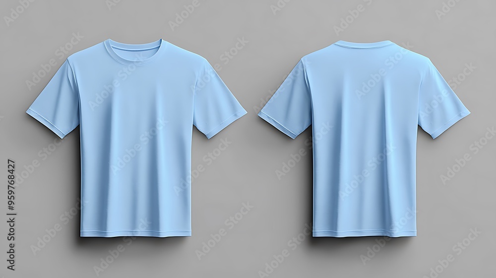 Blank Light Blue T Shirt Mockup Front and Back View Blank Light Blue T Shirt Mockup Front and Back View