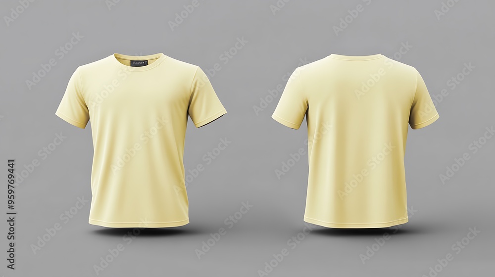 Yellow T Shirt Mockup Front and Back View Yellow T Shirt Mockup Front and Back View