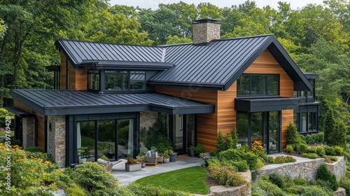 Black metal roof energy efficient, showcasing a home designed for maximum efficiency, with roofing that enhances insulation and reduces energy costs