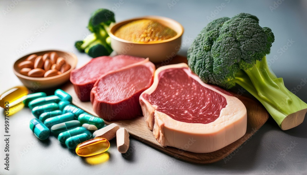 raw meat and vegetables raw meat and vegetables
