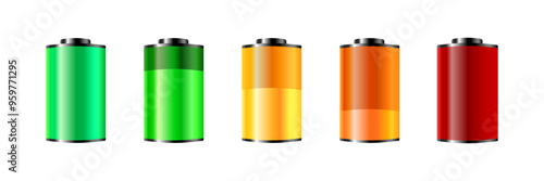 Battery Set Icons. Battery level of the icon. Flat style. Vector icons.
