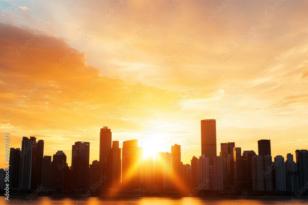 Stunning city skyline at sunset with vibrant colors illuminating the buildings and the sky in a breathtaking display. Stunning city skyline at sunset with vibrant colors illuminating the buildings and the sky in a breathtaking display.