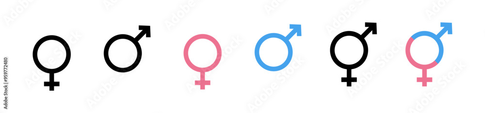 Gender set icons. Linear and flat style. Vector icons. Gender set icons. Linear and flat style. Vector icons.