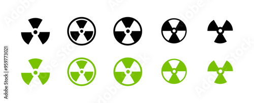 Radiation set icons. Silhouette and flat style. Vector icons.