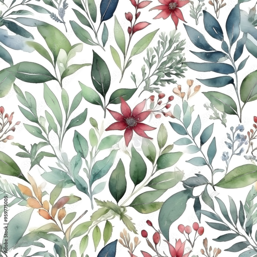 seamless Watercolor Pattern using botanical elements. seamless Watercolor Pattern using botanical elements.