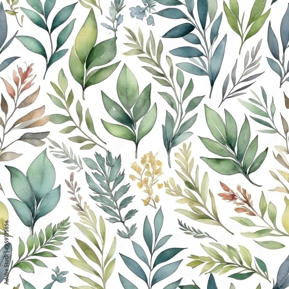 seamless Watercolor Pattern using botanical elements. seamless Watercolor Pattern using botanical elements.