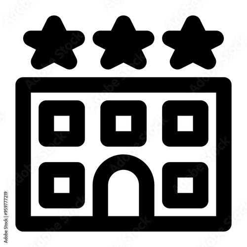 hotel, hostel, building, places, city outline icon
