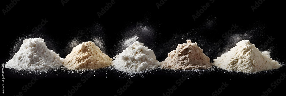 Fototapeta premium Flour Arrangement on Contrasting Dark Background