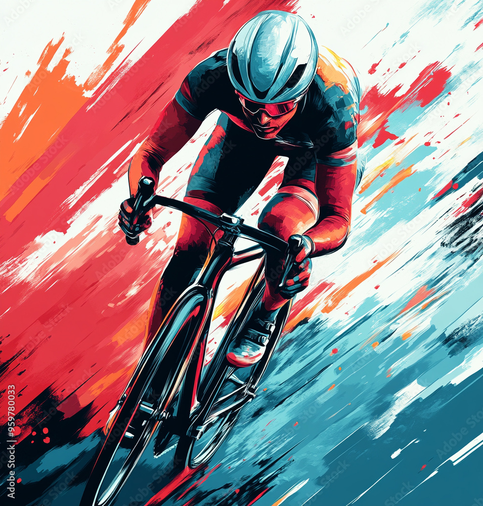 Fototapeta premium speed cyclist, modern style, matte gondek style art