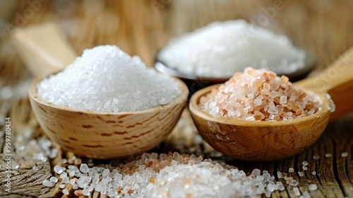 Salt: Commonly used to enhance dish flavors, with varieties like table salt, sea salt, and kosher salt. Each type provides unique textures and saltiness levels for different cooking needs.

