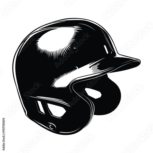 Baseball helmet silhouette vector