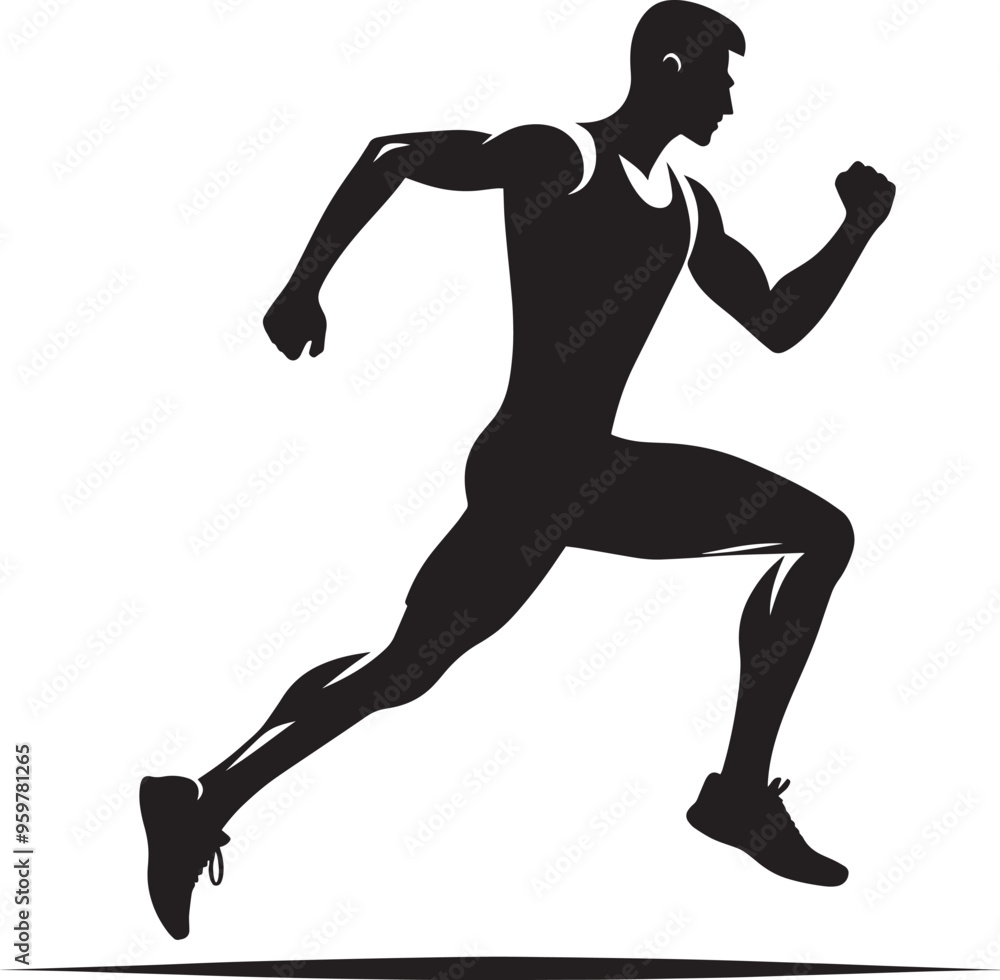 Obraz premium Running person silhouette vector illustration isolated on a white background