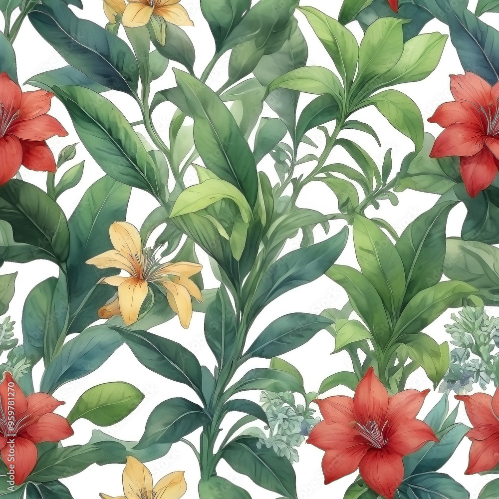 seamless Watercolor Pattern using botanical elements. seamless Watercolor Pattern using botanical elements.