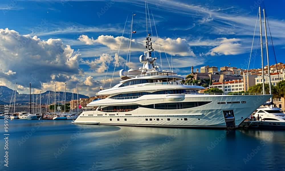 Luxury Yacht Docked in a Marina Luxury Yacht Docked in a Marina