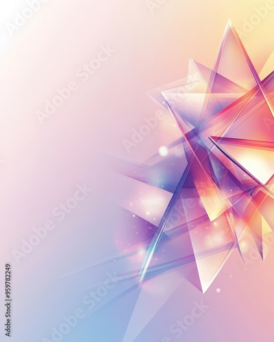 Abstract geometric star-like shape in soft pink and orange gradient.