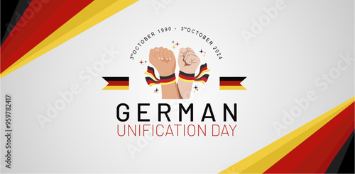 Elegant Germany Unification Day 3rd October 2024 Banner, Greeting Card, Background, Template, Vector illustration. "Tag der Deutschen Einheit 2024" Translation : German Unity Day 2024. 
