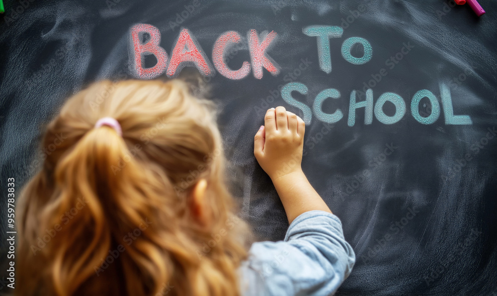 A young child, unrecognizable from the back, writes A young child, unrecognizable from the back, writes