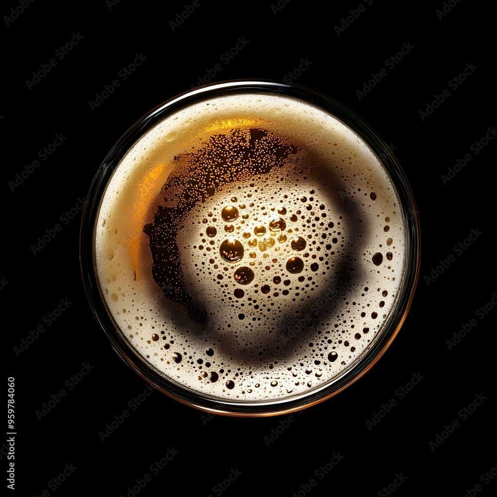 Elegant Beer Glass with Foamy Brew against Black Background Elegant Beer Glass with Foamy Brew against Black Background