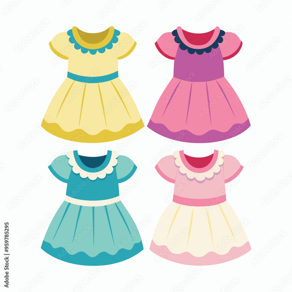 vector 4 set babydoll dress design vector 4 set babydoll dress design