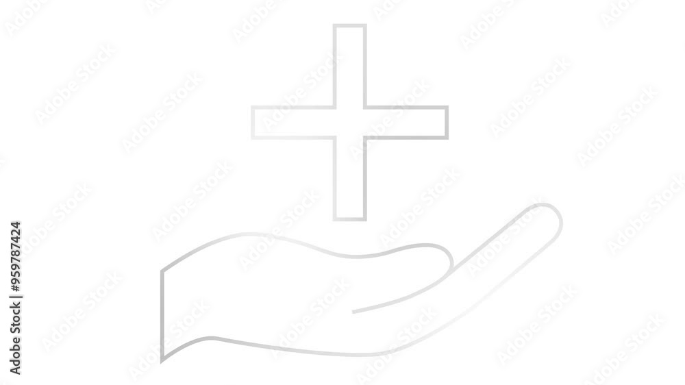 Animated silver icon of hand with medical cross. Linear symbol is drawn. Concept of pharmacy, hospital, ambulance, medicine. Looped video. Vector illustration isolated on white background.
Animated silver icon of hand with medical cross. Linear symbol is drawn. Concept of pharmacy, hospital, ambulance, medicine. Looped video. Vector illustration isolated on white background.
