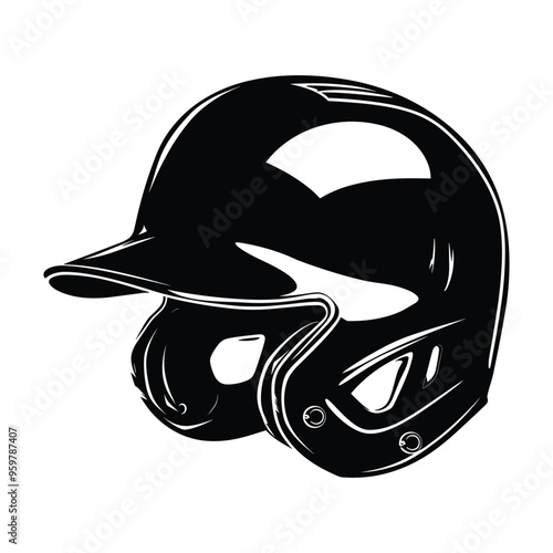 Baseball helmet silhouette vector