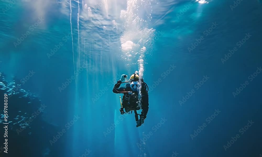 Scuba Diver in the Blue Depths Scuba Diver in the Blue Depths