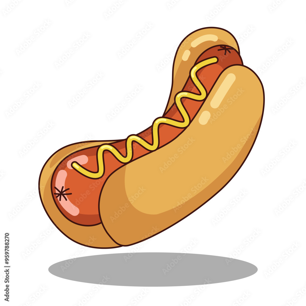 Hotdog Food Floating Cartoon Vector Icon Illustration with white background Hotdog Food Floating Cartoon Vector Icon Illustration with white background