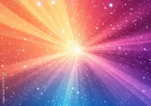 Abstract multicolored background featuring a star explosion in a digital line art style