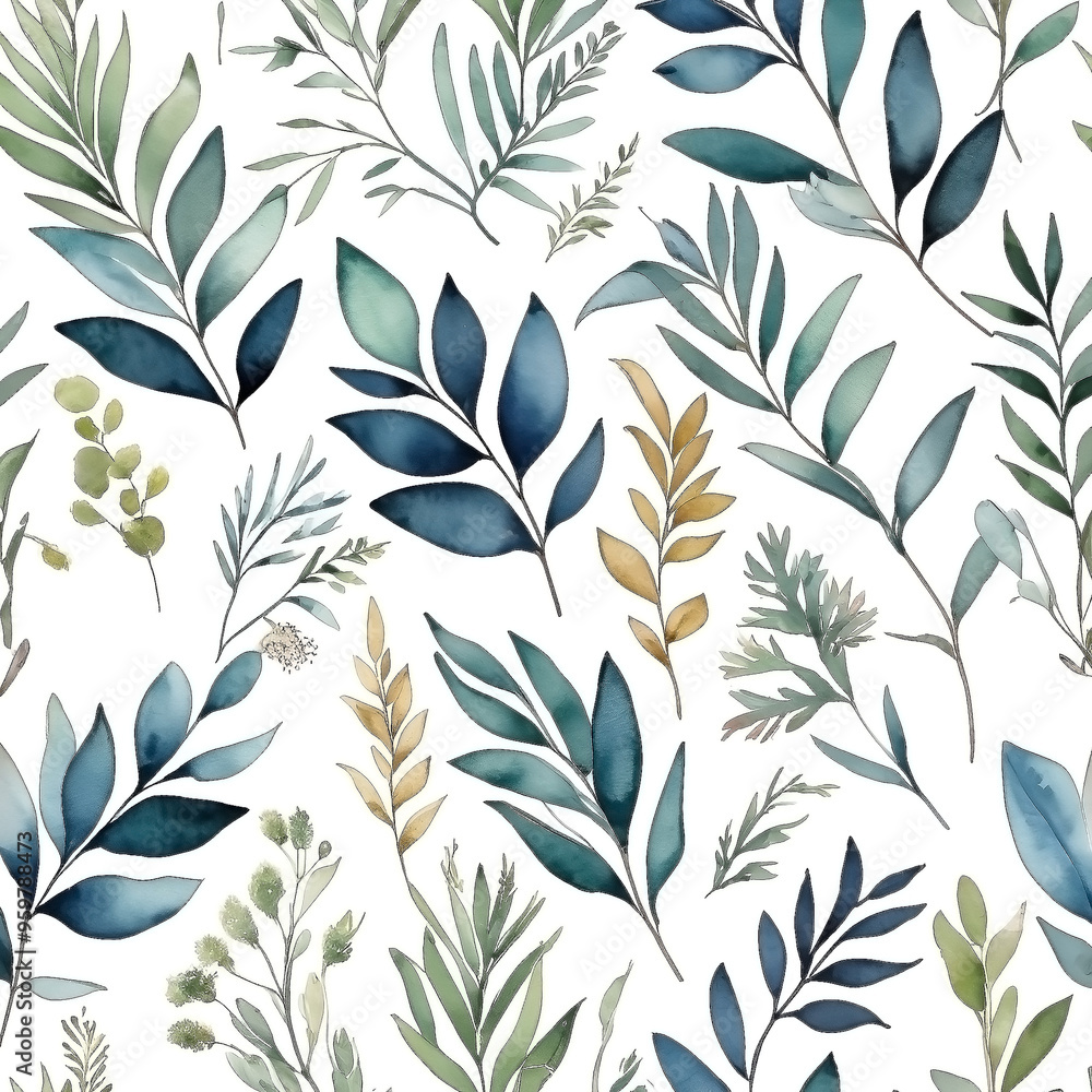 seamless Watercolor Pattern using botanical elements. seamless Watercolor Pattern using botanical elements.