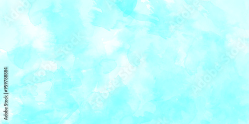 Grunge watercolor paint splash and stains abstract blue texture background, watercolor cloudy blue paper texture,  brushed watercolor texture abstract background with soft blue watercolor stains.