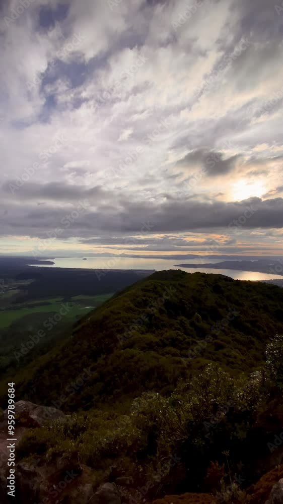Aerial view of lake Taupo seen from Mount Tauhara ,Taupo, New Zealand Aerial view of lake Taupo seen from Mount Tauhara ,Taupo, New Zealand