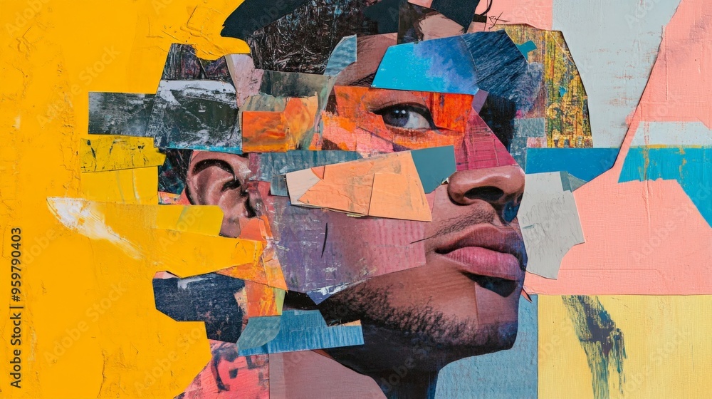 Fototapeta premium Abstract Collage Portrait of a Man.