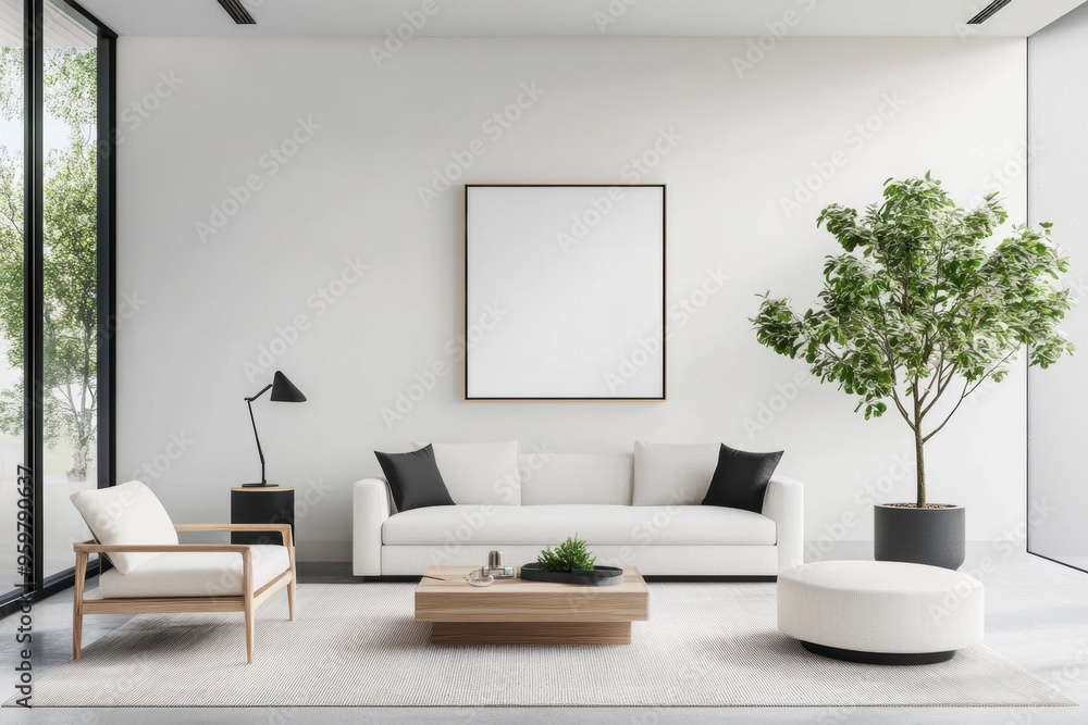 A simple minimalist living space with a balanced furniture arrangement, highlighting harmony and understated elegance. A simple minimalist living space with a balanced furniture arrangement, highlighting harmony and understated elegance.