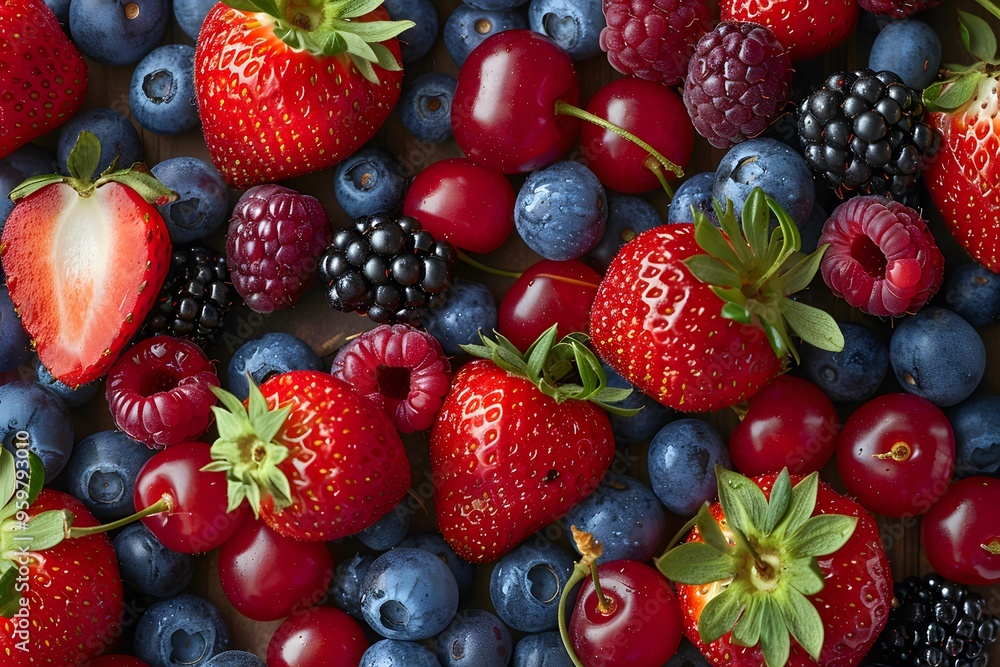 A Colorful Medley of Fresh Berries and Cherries A Colorful Medley of Fresh Berries and Cherries
