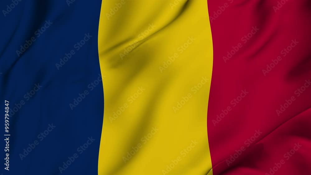 A beautiful view of the Chad flag video. 3d flag-waving video. Chad flag 4K resolution.