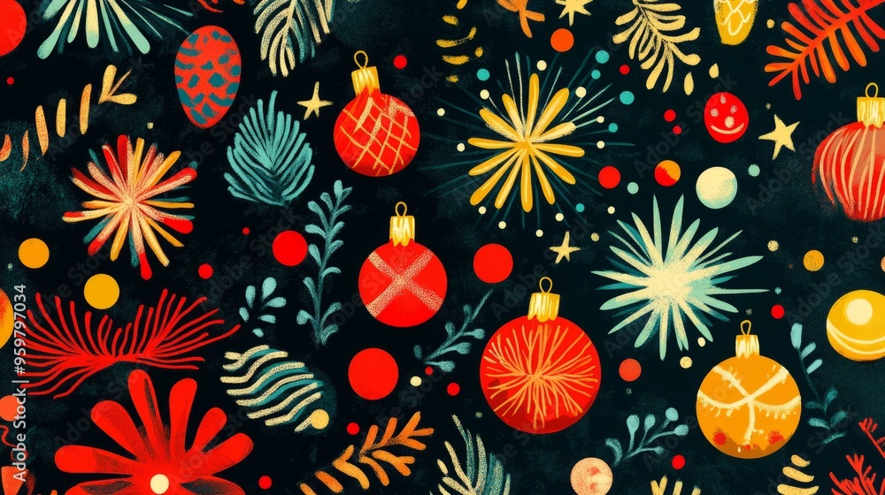 Festive Abstract Holiday Pattern Bursting with Vibrant Colors Festive Abstract Holiday Pattern Bursting with Vibrant Colors