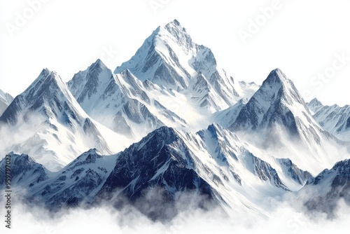 Mountain range with snow capped peaks