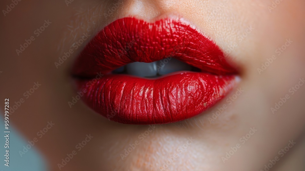 close-up macro shot of a beautiful woman's lips with vibrant red lipstick, showcasing detailed texture and natural beauty in soft lighting, highlighting makeup and skincare concepts close-up macro shot of a beautiful woman's lips with vibrant red lipstick, showcasing detailed texture and natural beauty in soft lighting, highlighting makeup and skincare concepts