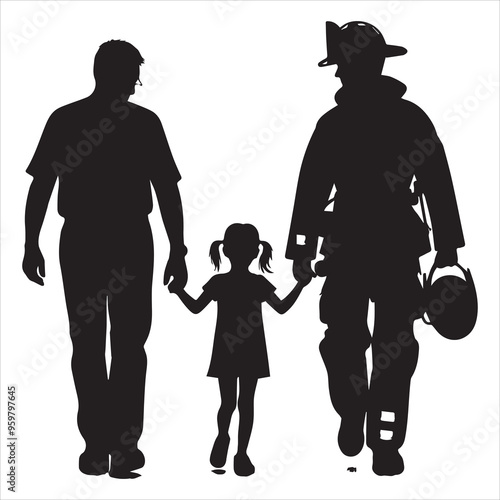 fireman silhouette Vector Firefighter Man silhouette  collection, 