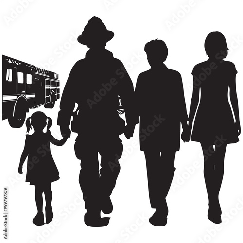 fireman silhouette Vector Firefighter Man silhouette  collection, 