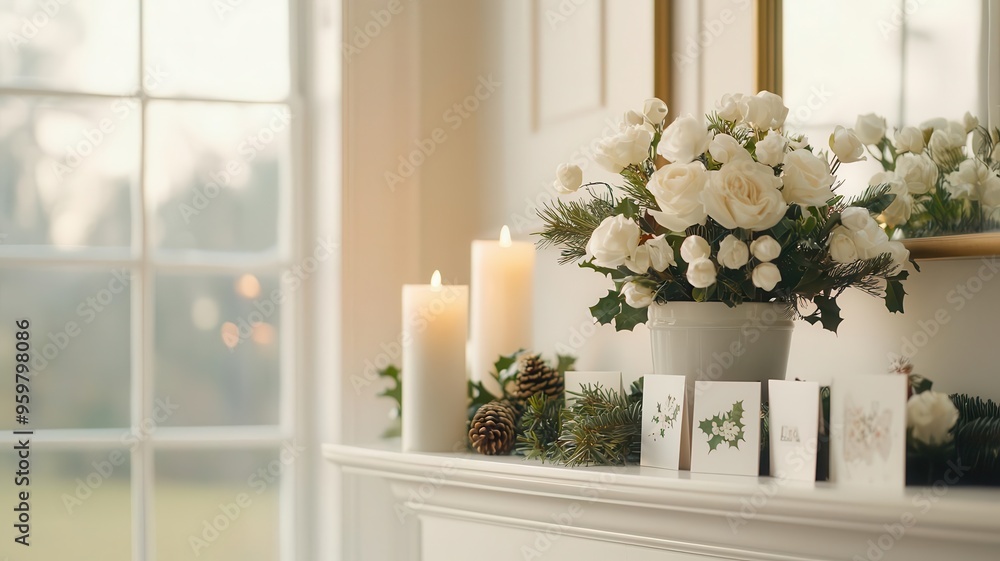 Christmas cards displayed on a mantle, sent by friends and family Christmas cards displayed on a mantle, sent by friends and family